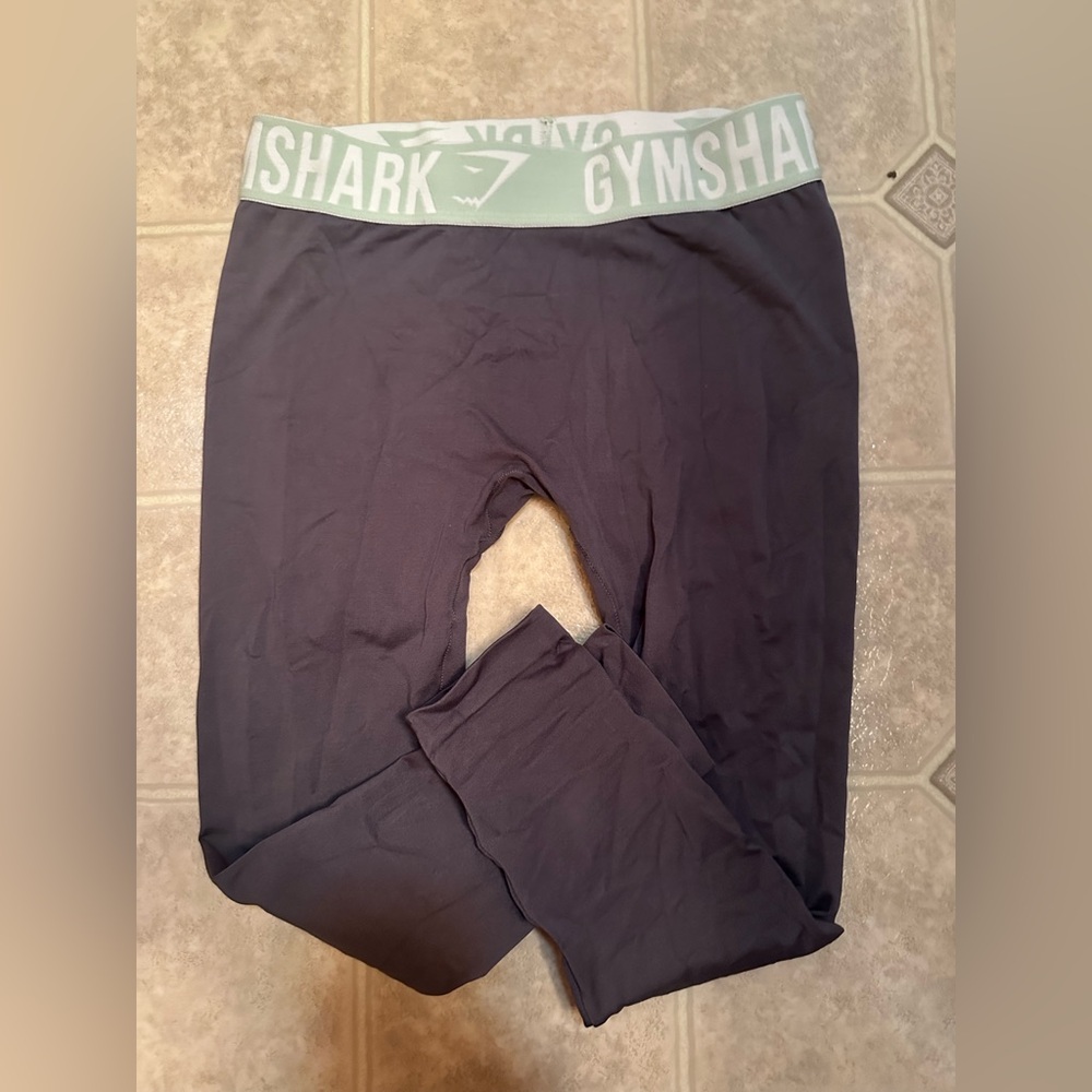 Gymshark Charcoal Leggings with Mint Waistband
